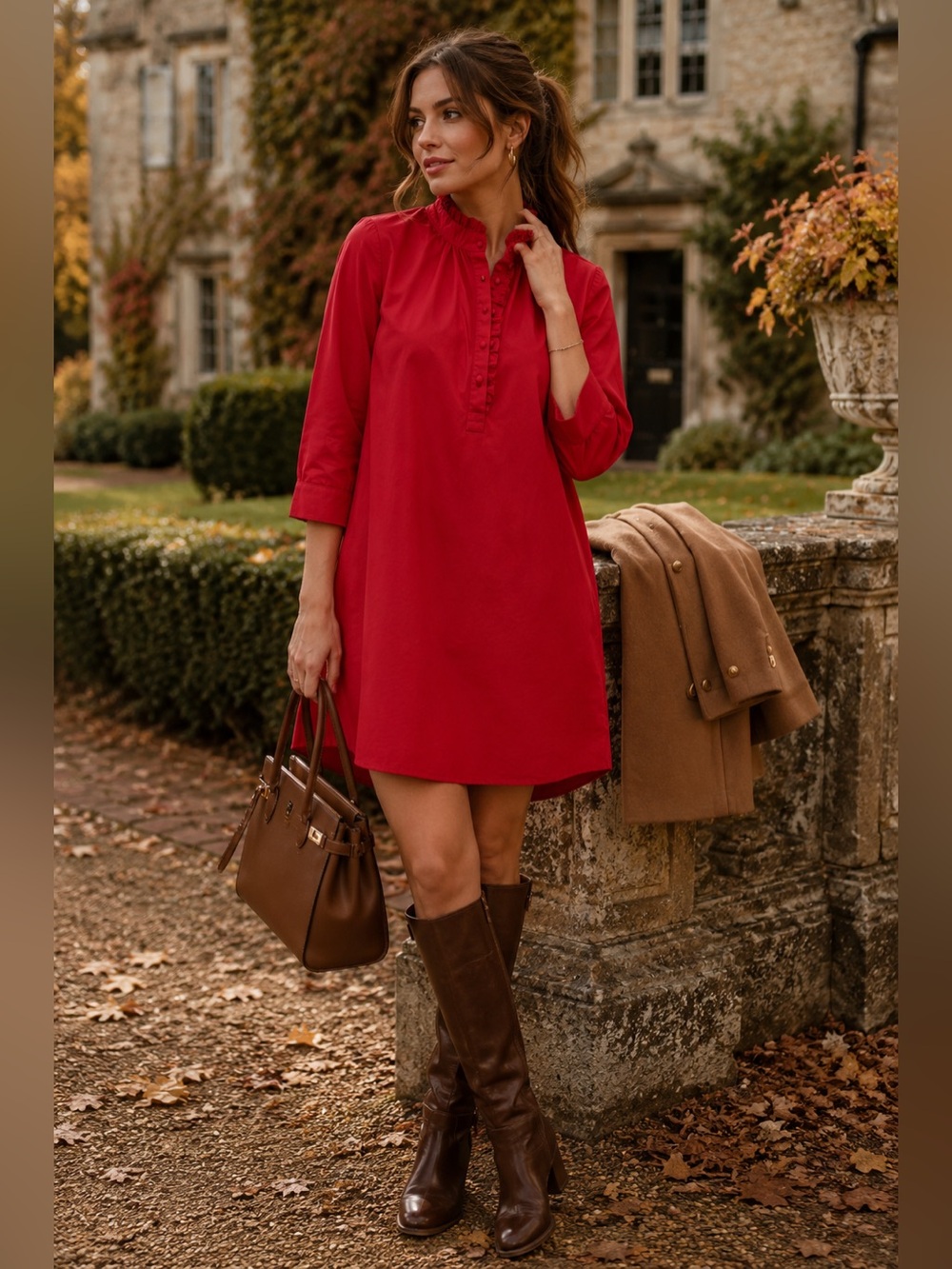 Sugar Lips Red Ruffle Neck Shift Mini Dress M Holiday Preppy Romantic